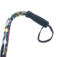PCP 5184 Adjustable-Height Offset Handle Cane w/ Wrist Strap - Butterfly Pattern