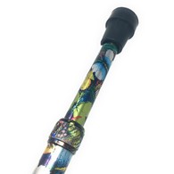 PCP 5184 Adjustable-Height Offset Handle Cane w/ Wrist Strap - Butterfly Pattern