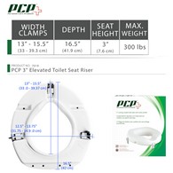 PCP 7019 Universal Raised Toilet Seat - Low Profile - 3 in Rise - Low Profile
