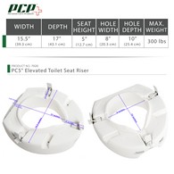 PCP 7020 Universal Raised Toilet Seat - Low Profile - 5 in Rise - High Profile