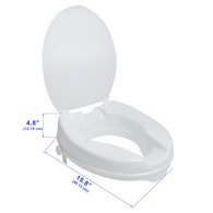 PCP 7022 Molded Toilet Seat Riser with Lid - 2 in Height