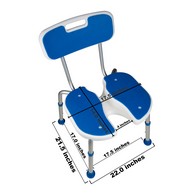 PCP 7105 Adjustable Padded Bath Safety Seat with Hygienic Cutout with Backrest - Blue