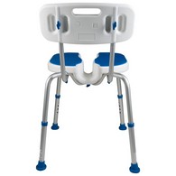 PCP 7105 Adjustable Padded Bath Safety Seat with Hygienic Cutout with Backrest - Blue
