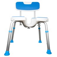PCP 7105 Adjustable Padded Bath Safety Seat with Hygienic Cutout with Backrest - Blue