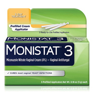 Monistat 3 63736001518 3-Day Antifungal Vaginal Cream with Prefilled Applicators (Box/3)