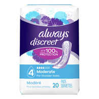 Always Discreet Procter & Gamble 00037000904335-Always Discreet Bladder Control Pad, Moderate, Incontinence Liners (PK/20)