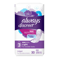 Always Discreet Procter & Gamble 03700088658-Always Discreet Bladder Control Pad, Size 3, Incontinence Liners & Pads (PK/30)