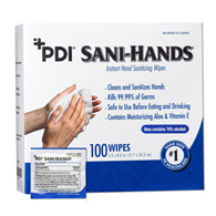 Sani-Hands Professional Disposables D43600-Sani-Hands Hand Sanitizing Wipes, Ethyl Alcohol, Unscented, 5 x 8 in (BX/100)