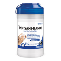 Sani-Hands Professional Disposables P13472-Sani-Hands Hand Sanitizing Wipes, Ethyl Alcohol, Canister, Unscented, 6 X (CN/135)