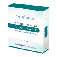 Simpurity Safe N Simple SNS51720-Simpurity Silver Calcium Alginate Dressing, 4 x 5 in, Silver Dressings (EA/1)