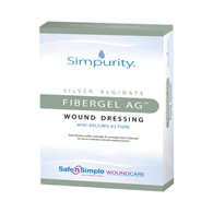 Simpurity Fibergel AG Safe N Simple SNS56716-Simpurity Fibergel AG Silver Alginate Dressing, 4 x 4-3/4 in, Alginates (BX/10)