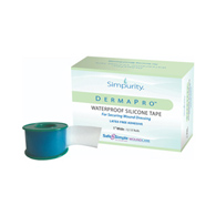DermaPro Safe N Simple SNS57230-DermaPro Silicone Medical Tape, 1 in x 15 ft, Transparent, Waterproof Tapes (BX/12)