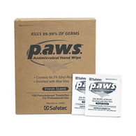 P.A.W.S. Safetec of America 34400-P.A.W.S. Hand Sanitizing Wipes, Individual Packets, Personal Wipes (BX/100)