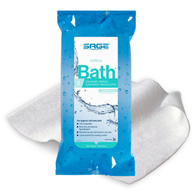 Impreva Bath Sage Products 7988-Sage Comfort Bath Rinse-Free Wipes, Aloe, Unscented, Soft Pack, Personal Wipes (CS/60)