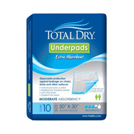 TotalDry Secure Personal Care Products SP113010-TotalDry Incontinence Underpads, Heavy Absorbency, Disposable, Blue (CS/100)