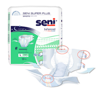 Seni Super Plus S-LA09-BP1 Heavy to Severe Absorbency Briefs, Overnight, Large, Case