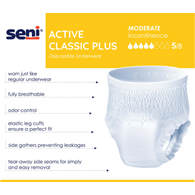 SENI S-LA18-AC2 Active Classic Plus Underwear - Moderate - Large - 72/Case