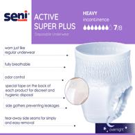 Seni Active Super Plus S-XL07-AP1 Heavy Absorbency Underwear, XL, Case