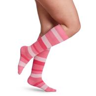 SIGVARIS 143CA15 Microfiber Shades for Women Calf-High Socks - Size A - Pink Stripe