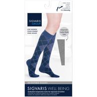 SIGVARIS 143CB19 Microfiber Shades for Women Calf-High Socks - Size B - Onyx Stripe