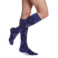 SIGVARIS 143CB46 Microfiber Shades for Women Calf-High Socks - Size B - Purple Argyle