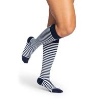SIGVARIS 143CC02 Microfiber Shades for Women Calf-High Socks - Size C - Mariner Stripe