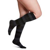 SIGVARIS 143CC19 Microfiber Shades for Women Calf-High Socks - Size C - Onyx Stripe