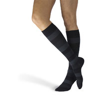 SIGVARIS 183C Mens Microfiber Shades Calf High-Size B-Onyx Stripe