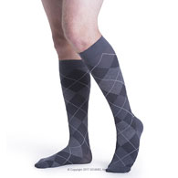 SIGVARIS 183C Mens Microfiber Shades Calf High-Size C-Graphite Argyle