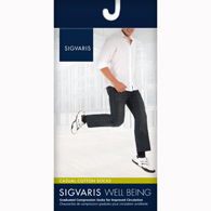 SIGVARIS 186CC30 15-20 mmHg Mens Casual Cotton Socks-Size C-Khaki
