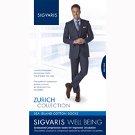 SIGVARIS 191CA99 15-20 mmHg Mens Sea Island Cotton Socks-Size A-Black