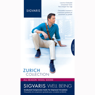 SIGVARIS 192CB99 Men's All-Season Merino Wool Compression Sock - 15-20 mmHg - Size B - Black