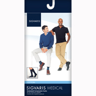 SIGVARIS 232CMSM99-S Men Cotton Sock-Med-Shrt w/ Grip Top-BLK