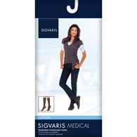SIGVARIS 233CW Womens Cotton Calf High Socks-Large Short-Light Beige