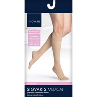 SIGVARIS 752C Womens Midsheer Calf High Socks-Medium Short-Black