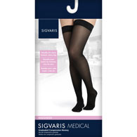 SIGVARIS 752N Womens Midsheer Thigh High Socks-Large Short-Black