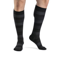 SIGVARIS 832CM Mens Microfiber Shades Calf High-Med Long-Onyx Stripe