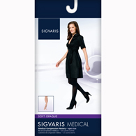 SIGVARIS 842PMLO99 20-30 mmHg Soft Opaque Pantyhose-Med-Long-OT-Black