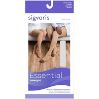 Sigvaris 863NSLO66 Women's Essential Opaque Thigh-High Grip-Top, 30-40mmHg, BGE, Open Toe, SML Long
