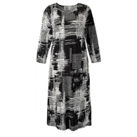 Silverts SV21110 Elegant Open Back Dress for Women-Black Abstract-Medium