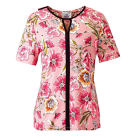 Silverts SV22020 Attractive Open-Back Spring Print Adaptive Top-Pink Flower-XL