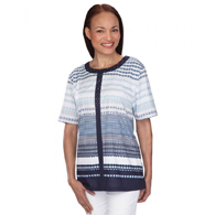 Silverts SV22070 Womens Casual Elegant Open Back Adaptive Top-Blue-Large