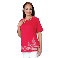Silverts SV22080 Nautical Open Back Adaptive Top-Red-Large