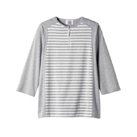Silverts SV22540 Womens Adaptive Open Back Top with Zippered Neck-Gray/White-Med