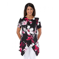 Silverts SV22600 Womens Beautiful Slimming Open Back Top-Fuschia/Black-XL