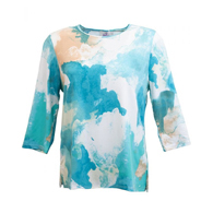 Silverts SV22630 Gorgeous Patterned Adaptive Open Back Top-Turquoise Cloud-XL