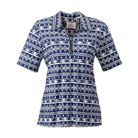 Silverts SV22660 Womens Adaptive Zippered Neck Open-Back Top-Cobalt Print-Small