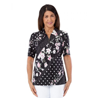 Silverts SV22660 Womens Adaptive Zippered Neck Open-Back Top-Flower Print-XL