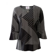 Silverts SV23150 Ring-Keyhole Neck Adaptive Top For Women-Black-Pinstripe-XL