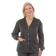 Silverts SV23250 Adaptive Fleece Cardigan For Women-Grey-Extra Large